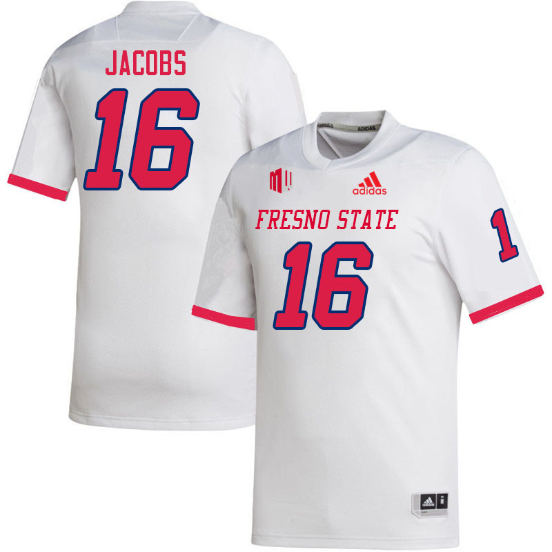 Men #16 Jack Jacobs Fresno State Bulldogs College Football Jerseys Stitched Sale-White